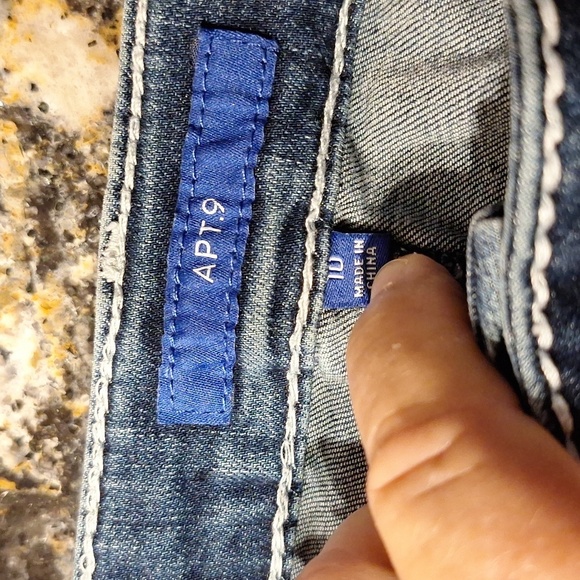 Q women's Apt 9 blue stretch bling dungarees size 10 - Picture 5 of 6